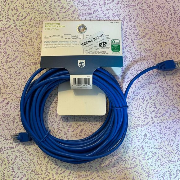 Brand New Philips Streaming Cat 6 Blue Internet Cable of 25ft, 1 Gbps 250 MHz - Picture 5 of 5